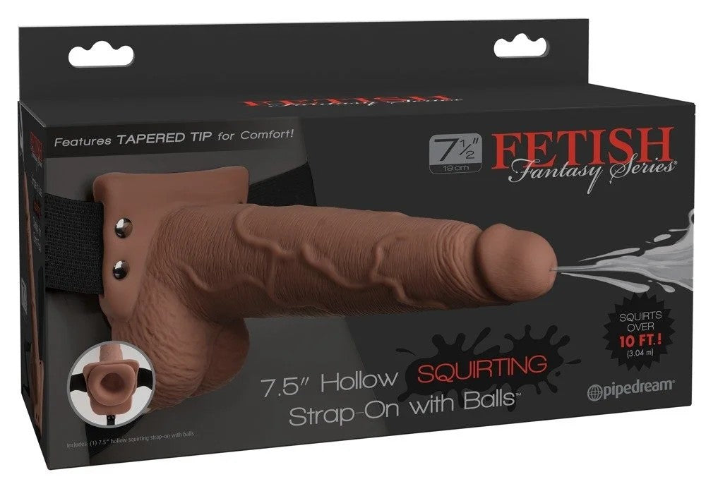7,5″HollowSquirtingStrap-onwithBalls