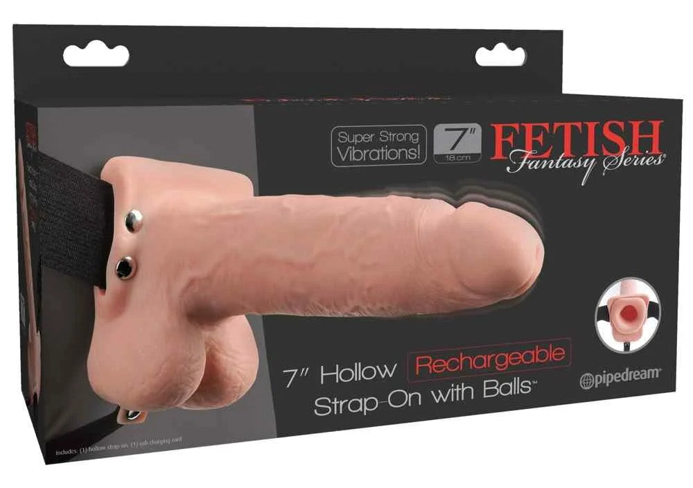 7“HollowRechargeableStrap-onwithBalls