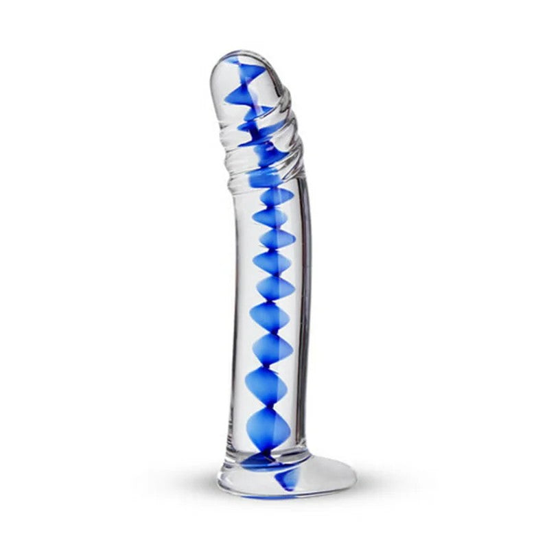 AcmejoyFrozenSapphireSpiralGlassDildo6.18Inch