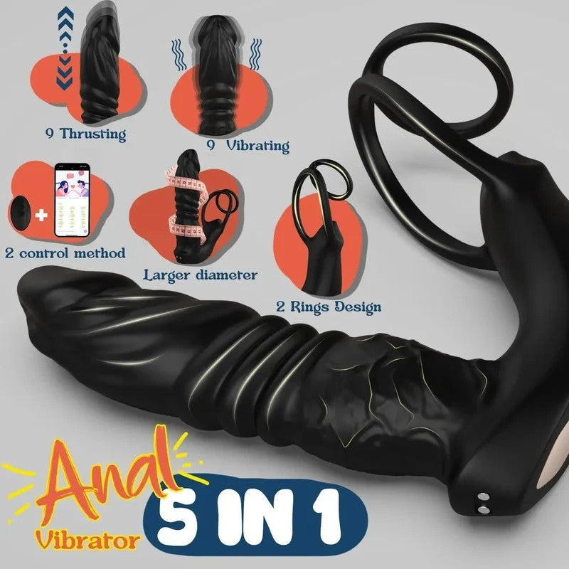 APPControlThrustingDildoButtPlug–RemoterRealistischerDildoVibratorCockRingSexspielzeug