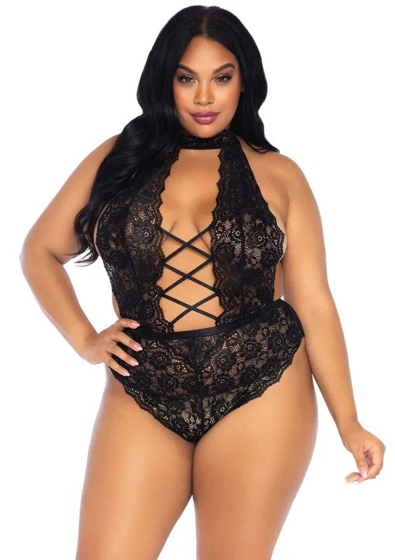 Backless&CrotchlessTeddyBlackXL/2XL