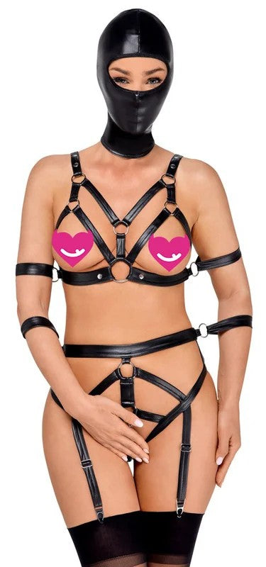 BadKittyHarnessStrapSetwith4ArmCuffs&Mask2480492Black
