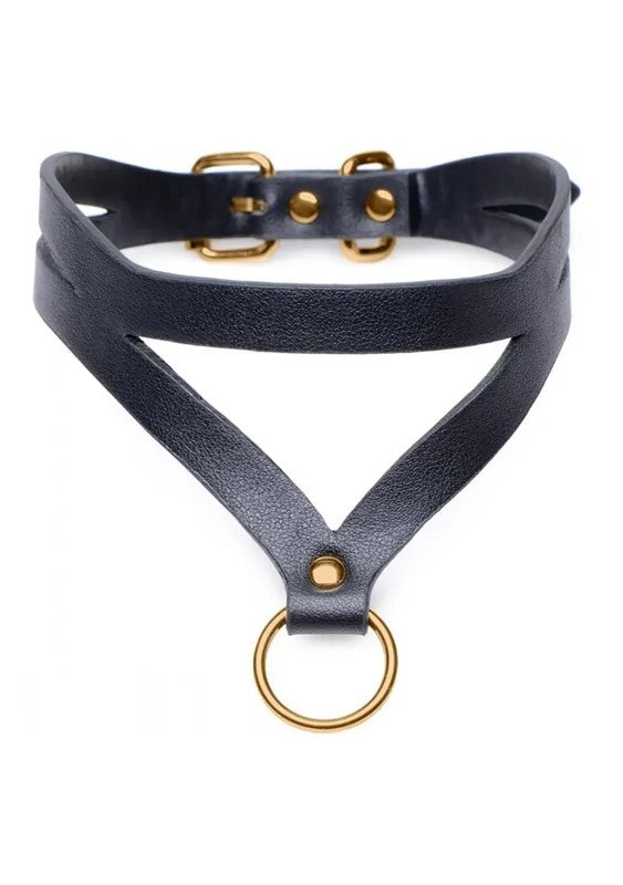 BondageBaddieCollarw/O-Ring–Black&Gold