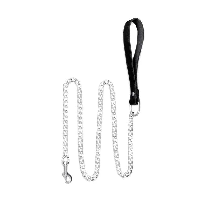 ChainLeashwithLeatherHandle