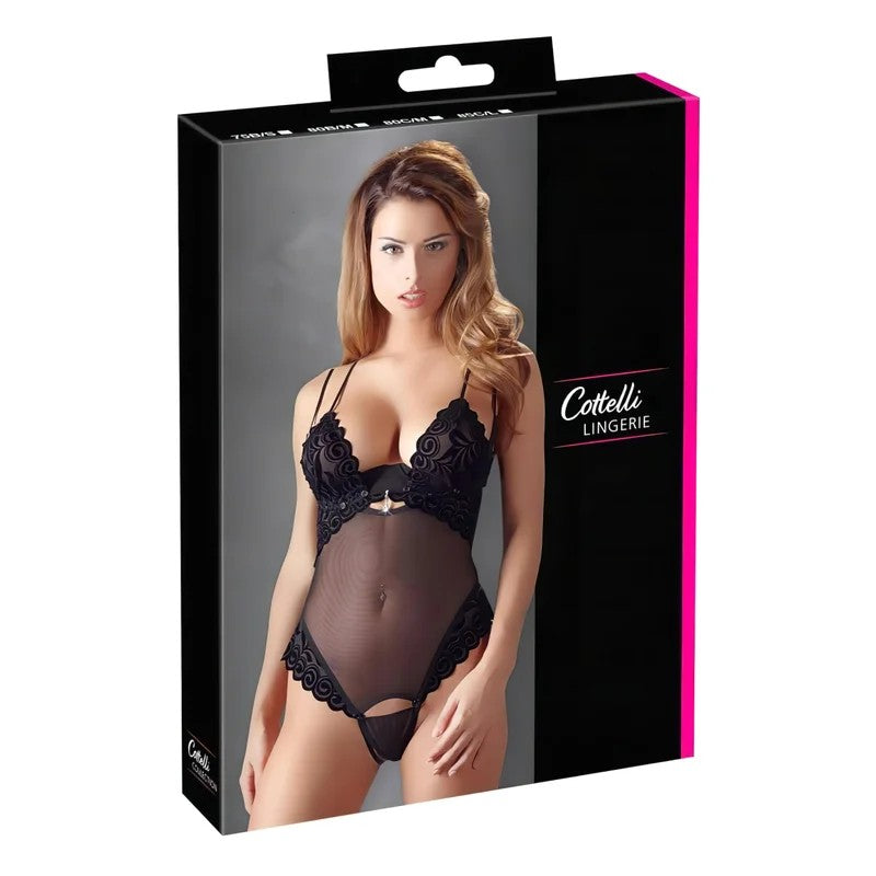 Cottelli–Samtiger,vielseitigerBody(schwarz)–80B/M