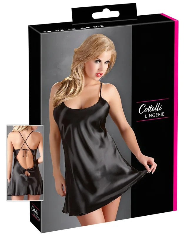 Cottelli–Satin-Nachthemd(schwarz)–L