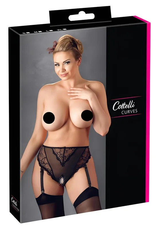 CottelliPlusSize–Spitzenstrumpfhalter-String(schwarz)–XXXL