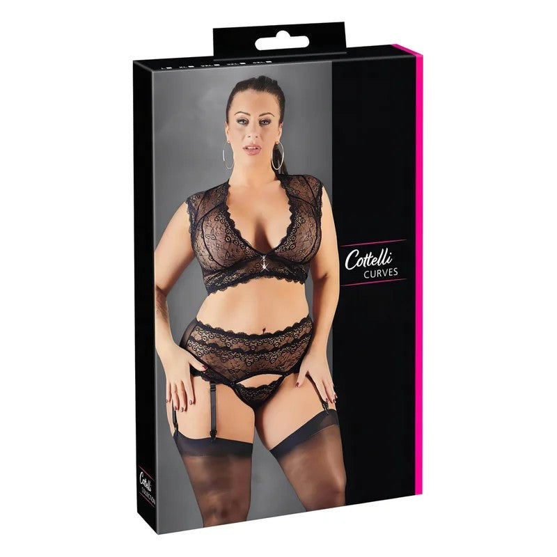 CottelliPlusSize–Strass,SpitzeDessous-Set(Schwarz)–XL