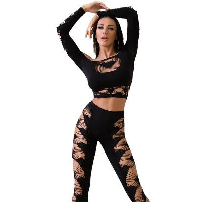 Cr4436Top&LegginsSchwarzS/L|Chilirose