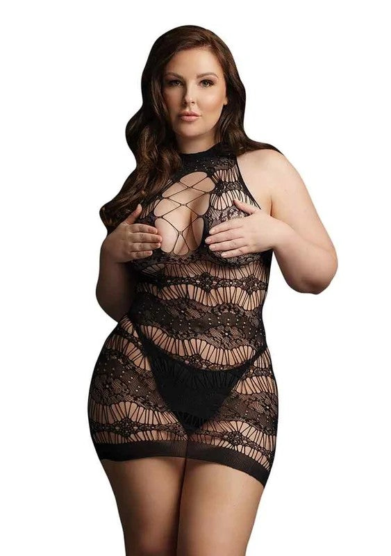 CrissCrossNeckMiniDressBlackOneSize–QueenSize