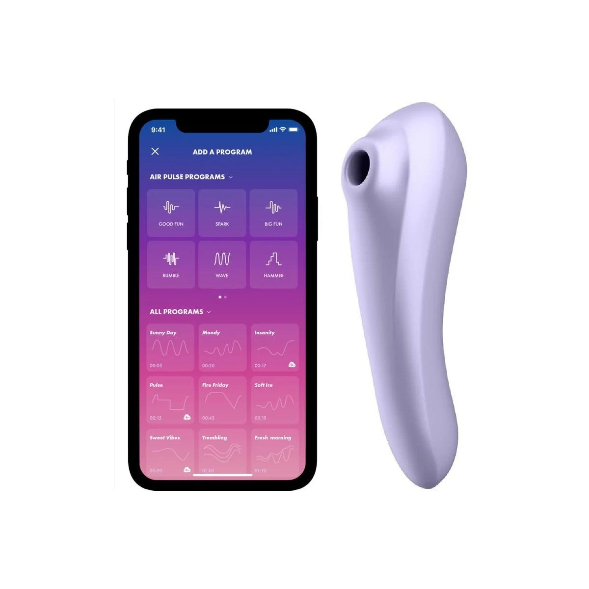 DUALPLEASUREAIRPULSEVIBRATORMAUVEVONSATISFYERCONNECT