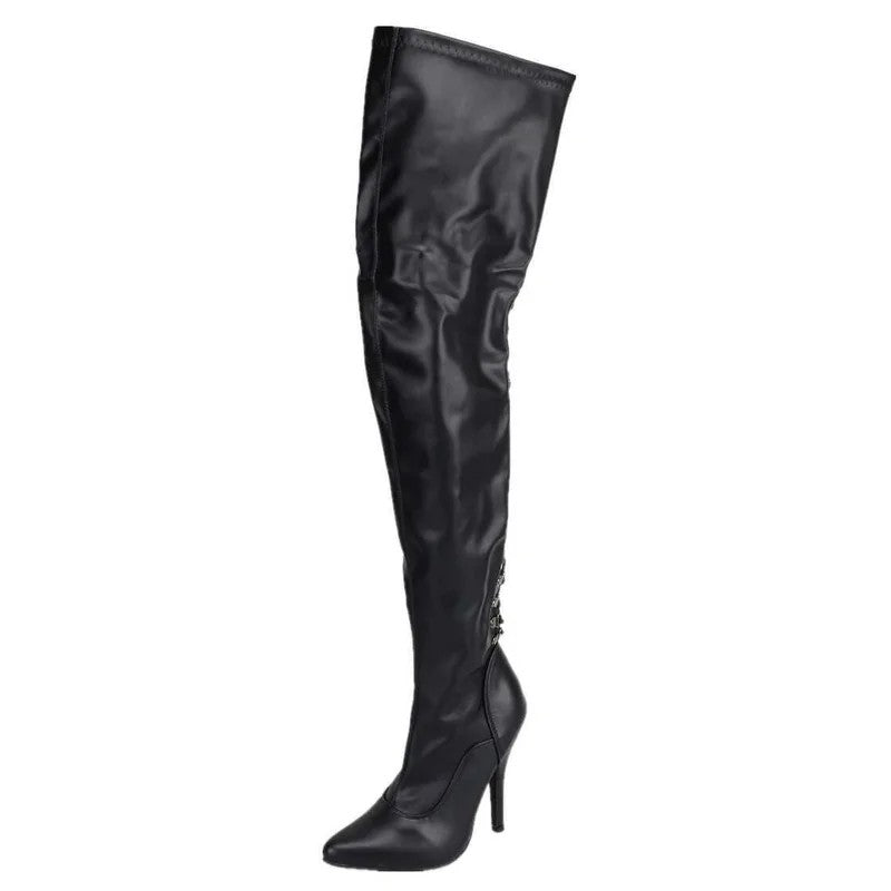 EroganceStretchPUThighHighStiefelS3063Größe36–46