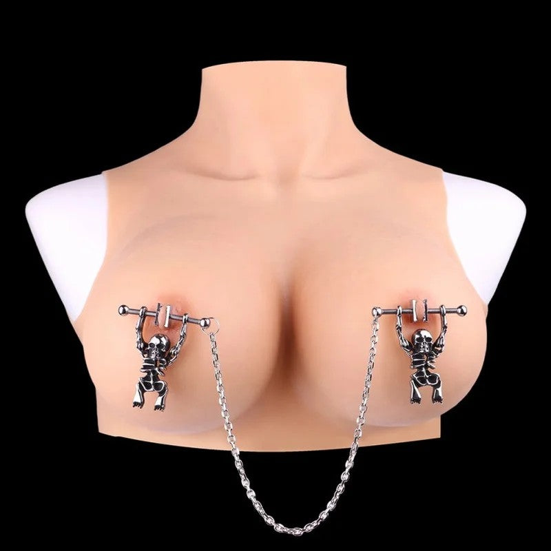 FantasySkullNippelklammer-Bondage-Set–AusMetallgefertigtesBDSM-InstrumentzurZwangsentsamung