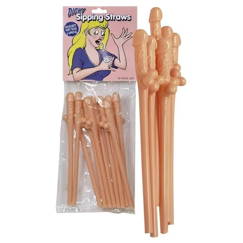 FleischrosaStrohhalmeinPhallusform–10Stück