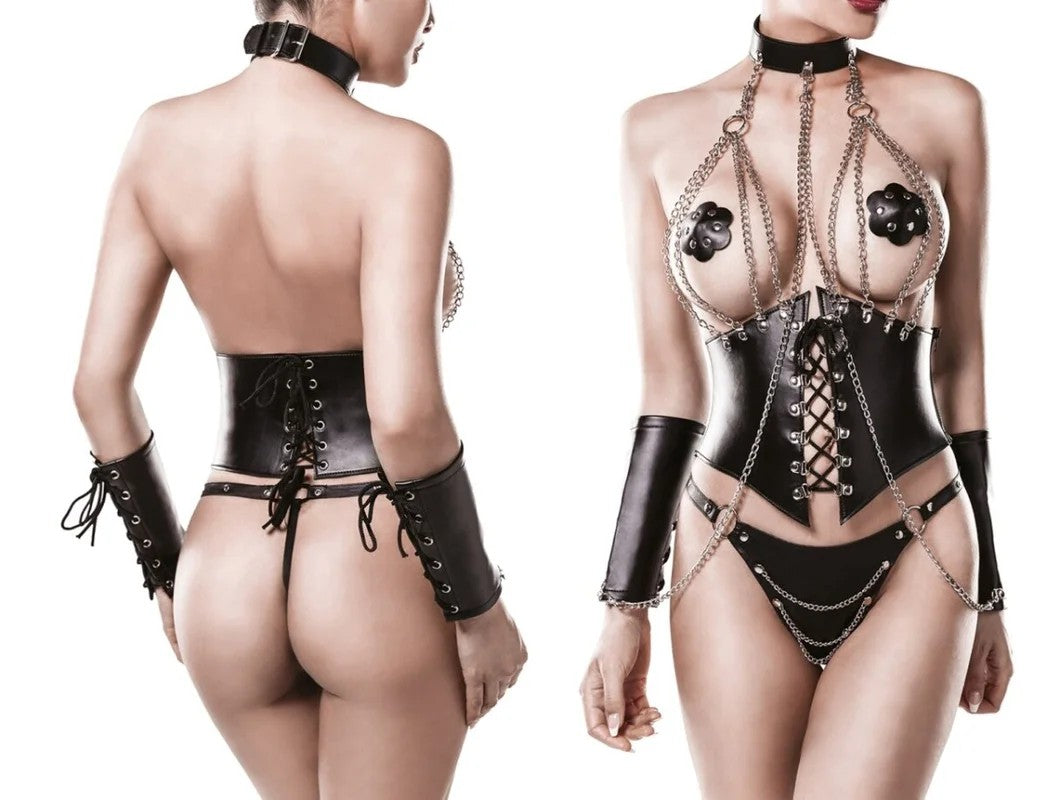 GREYVELVET4-piececorsetsetS/M–L/XL