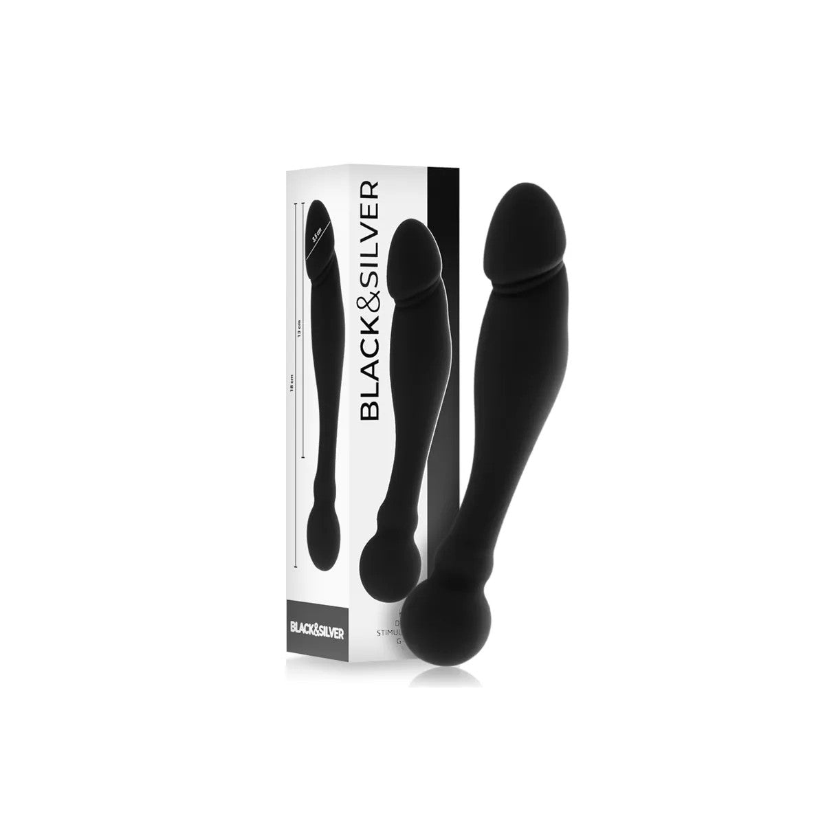 KARLG-PUNKT-STIMULIERENDERDILDO18CMVONBLACK&SILVER