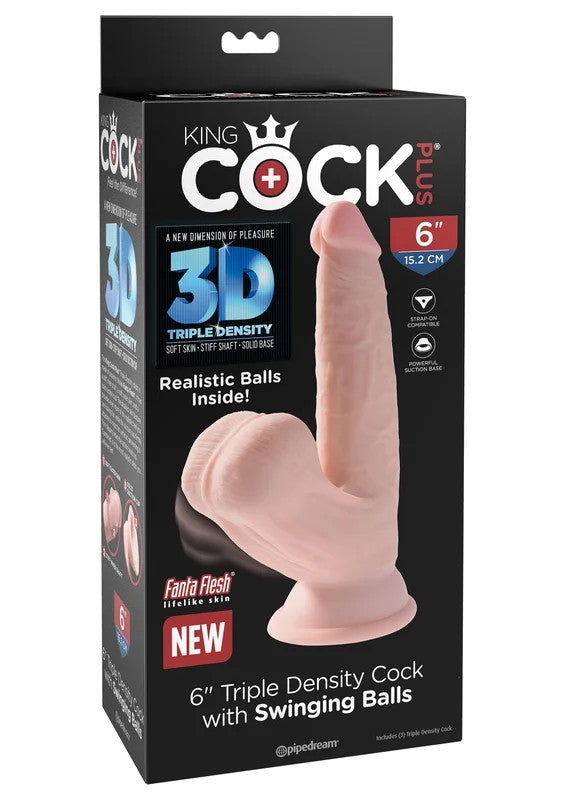 KingCockTripleDensityCockwithSwingingBalls6Inch
