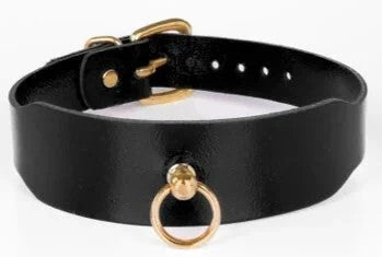 KinkySabine–Lederhalsbandschwarz/gold