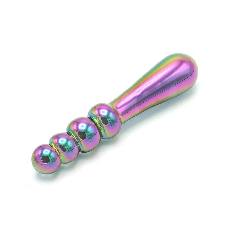 KiotosGlassDildoBeadsRainbow18cm
