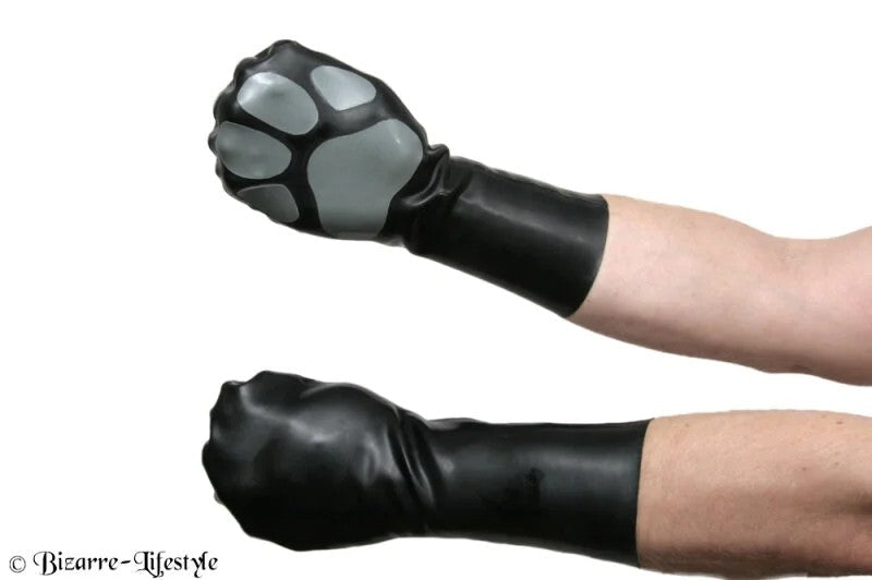 LatexPfoten(Handschuhe)Pranke,verschiedeneFarbenMschwarzorangeohneHandfesselnohneSchlösser