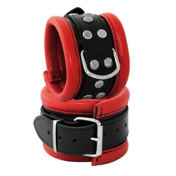 LeatherHandcuffsRed6,5cm
