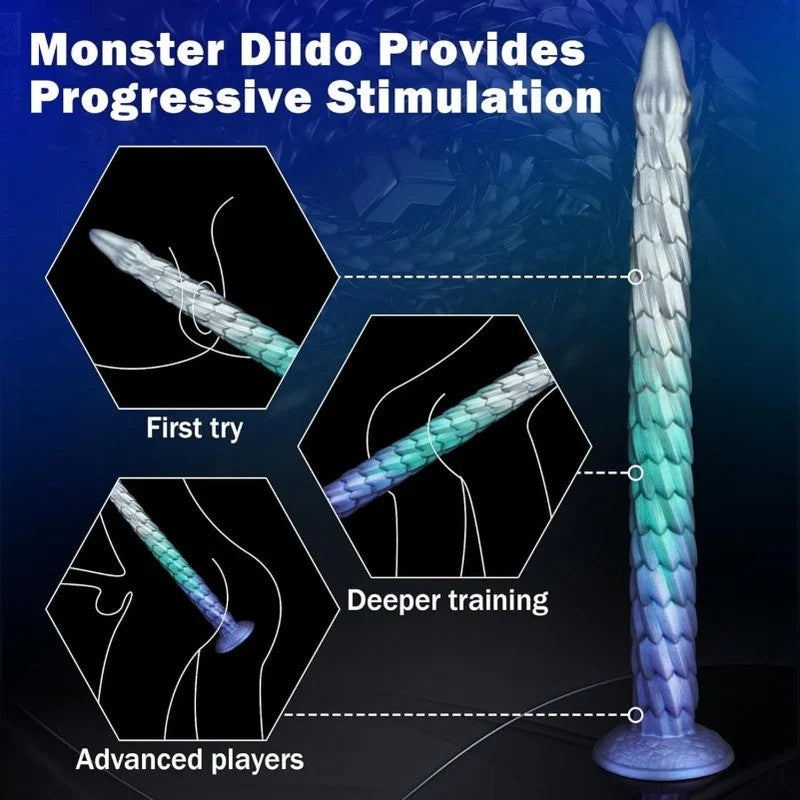 LongFantasyTentacleDrakesDickButtPlug–Anal-undVaginalerweiterungs-SexspielzeugausSilikonmitFarbverlaufinBlau