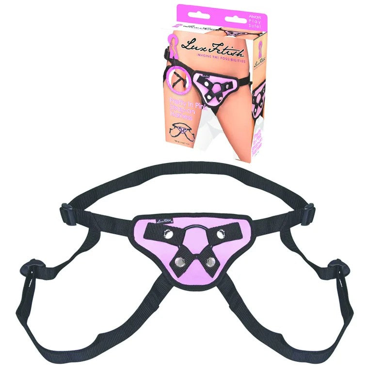 LUXFETISHPrettyInPinkStrap-OnHarness