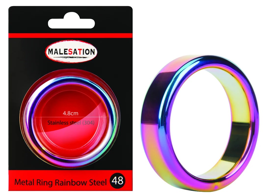 MALESATIONMetalRingRainbowSteel48