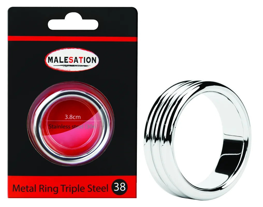 MALESATIONMetalRingTripleSteel38