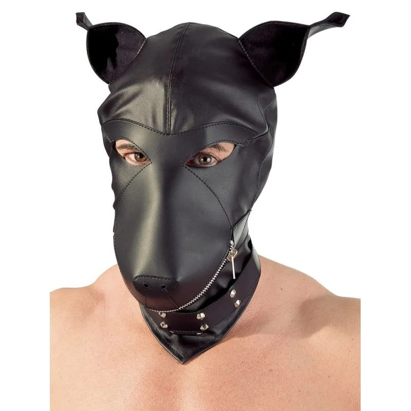 Maske»DogMask«ausLederimitatmitReißverschluss,S-L