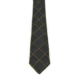 MisterBLeatherPaddedTieBlack–YellowStitching