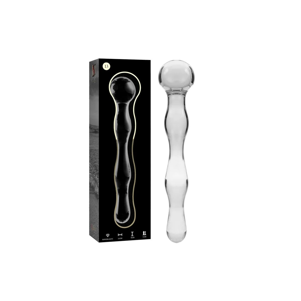 MODELL13DILDOBOROSILIKATGLASKLAR18CM-O-3.5CMVONNEBULASERIESBYIBIZA