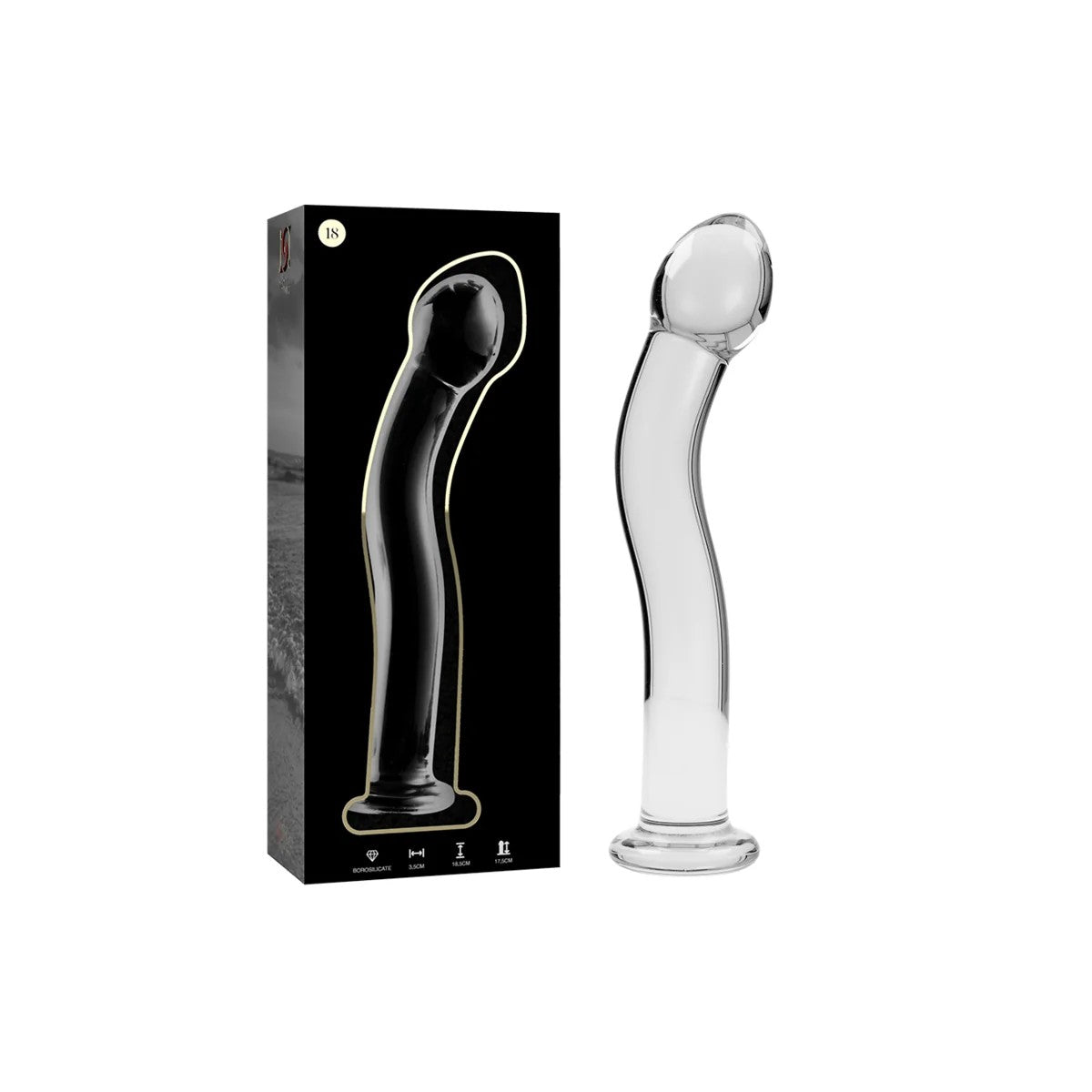 MODELL18DILDOBOROSILIKATGLASKLAR18.5CM-O-3.5CMVONNEBULASERIESBYIBIZA