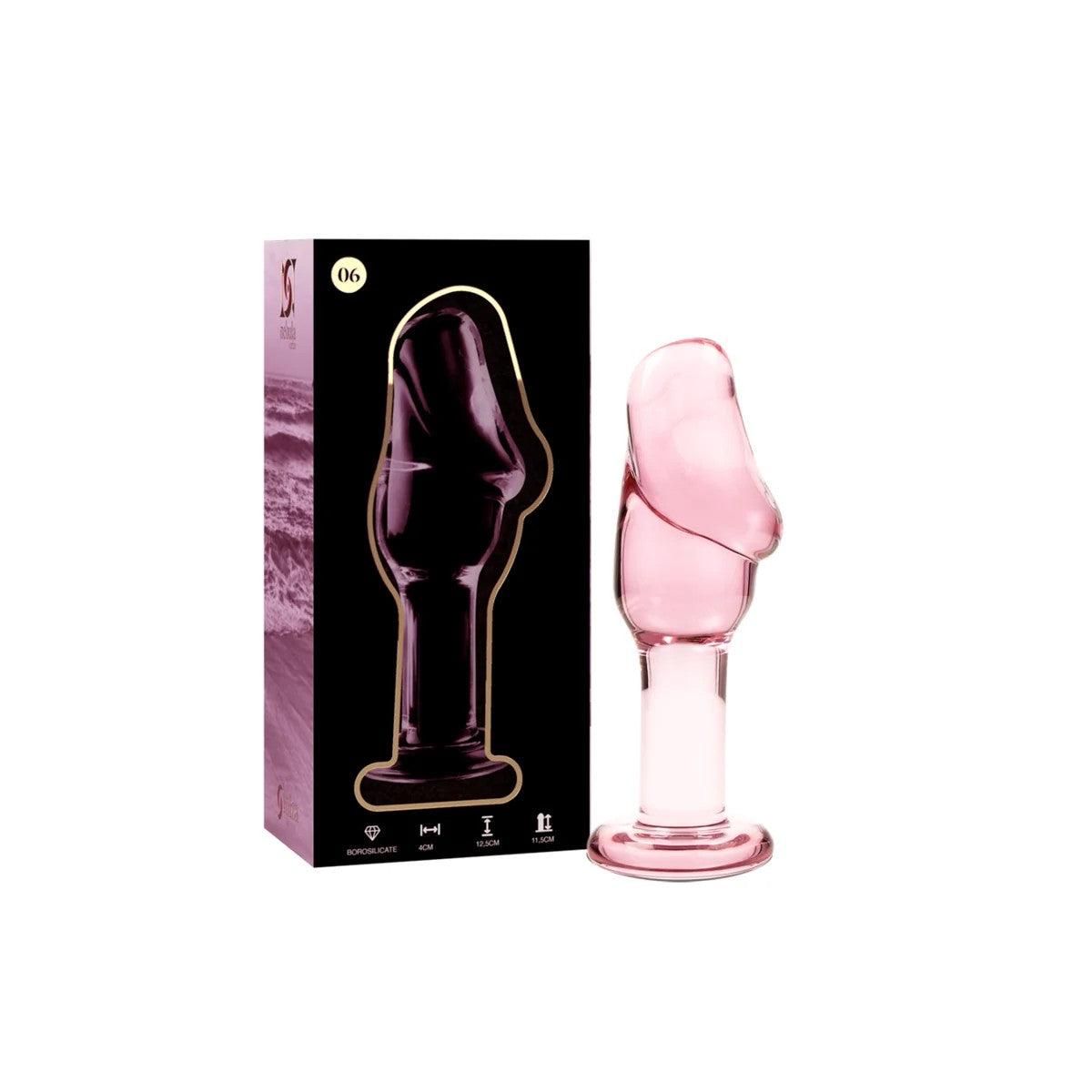 MODELL6ANALPLUGBOROSILIKATGLASROSA12.5CM-O-4CMVONNEBULASERIESBYIBIZA