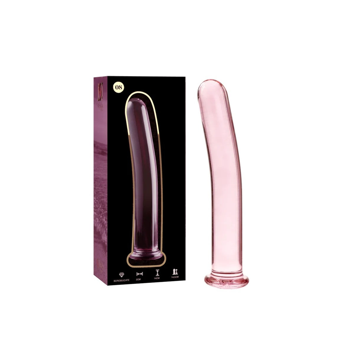 MODELL8DILDOBOROSILIKATGLASROSA14.5CM-O-2CMVONNEBULASERIESBYIBIZA
