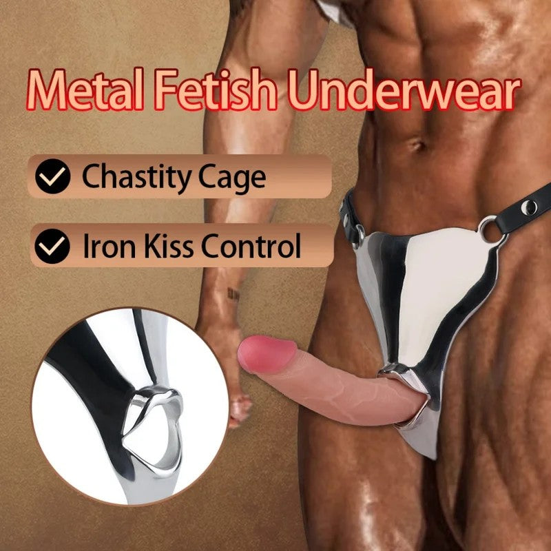 OralFantasyStrap-on-String–KeuschheitsgürtelausEdelstahlfürMänner