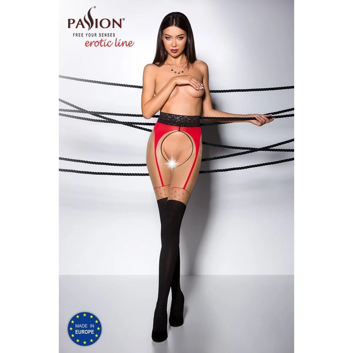 OUVERTSTRUMPFHOSETIOPEN003SCHWARZ/ROTVONPASSIONEROTICLINE