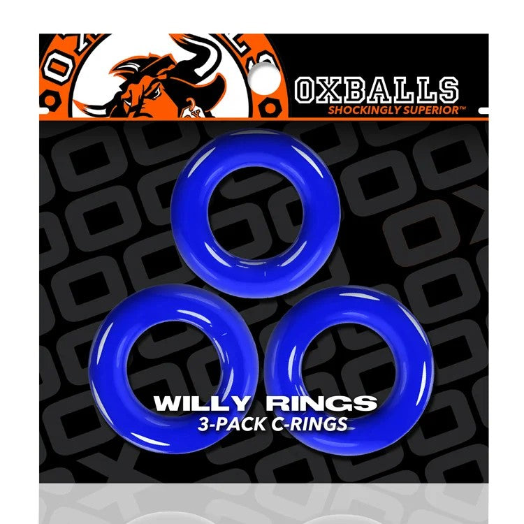 OxballsWillyRings3erSetPenisringePoliceBlue