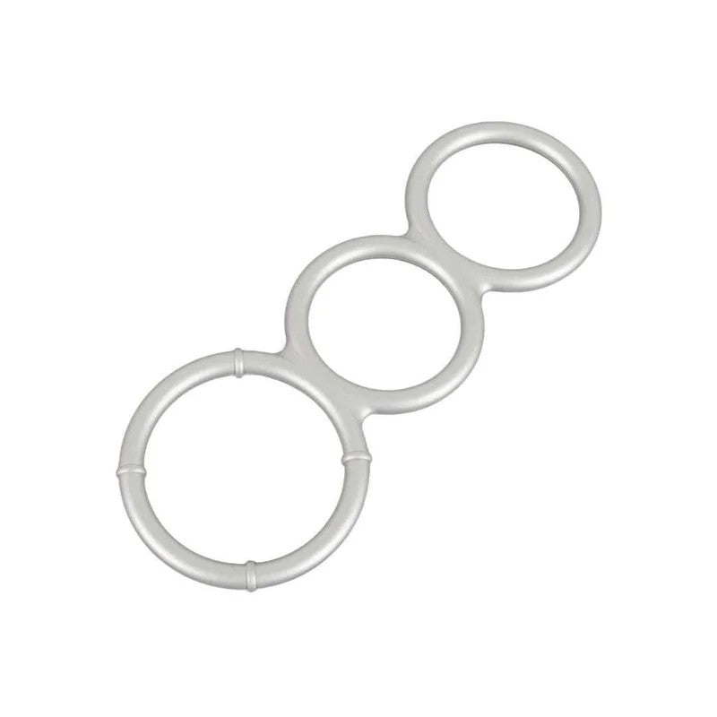 Penisring„Triplecock/ballring“ausSilikon–Øbiszu3.8cm(silber)