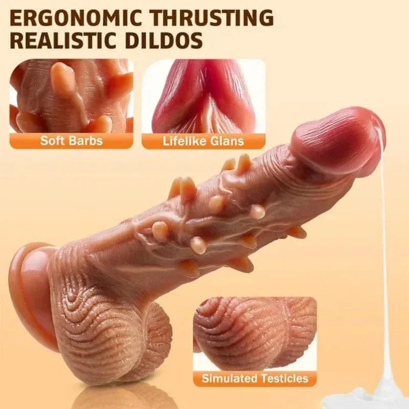 Realistischer,mitStachelnbesetzterVibrator-Buttplug–MasturbatorfürFrauenmithautfarbenenSilikonknoten.