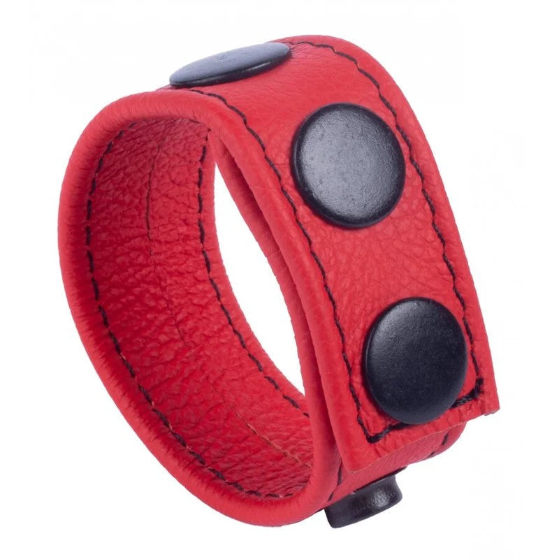 RedCockyLeatherCockring