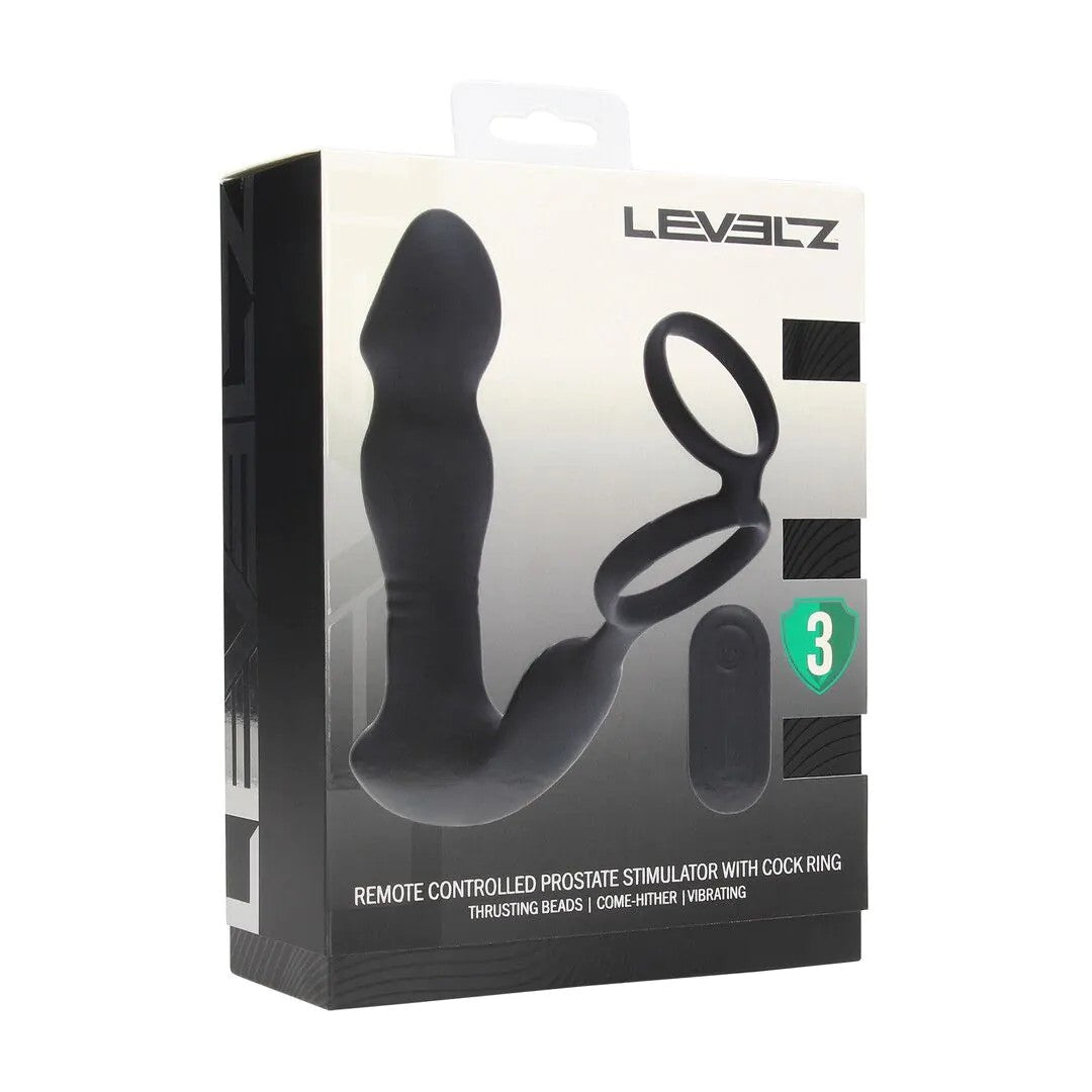 RemoteControlVibratingThrustingCome-HitherSiliconeProstateStimulatorwithCockring–Black