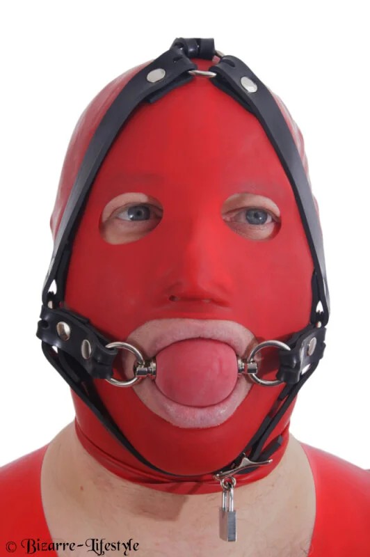 Rubberballgagheadharnessuniblacknotlockablewithoutlocks
