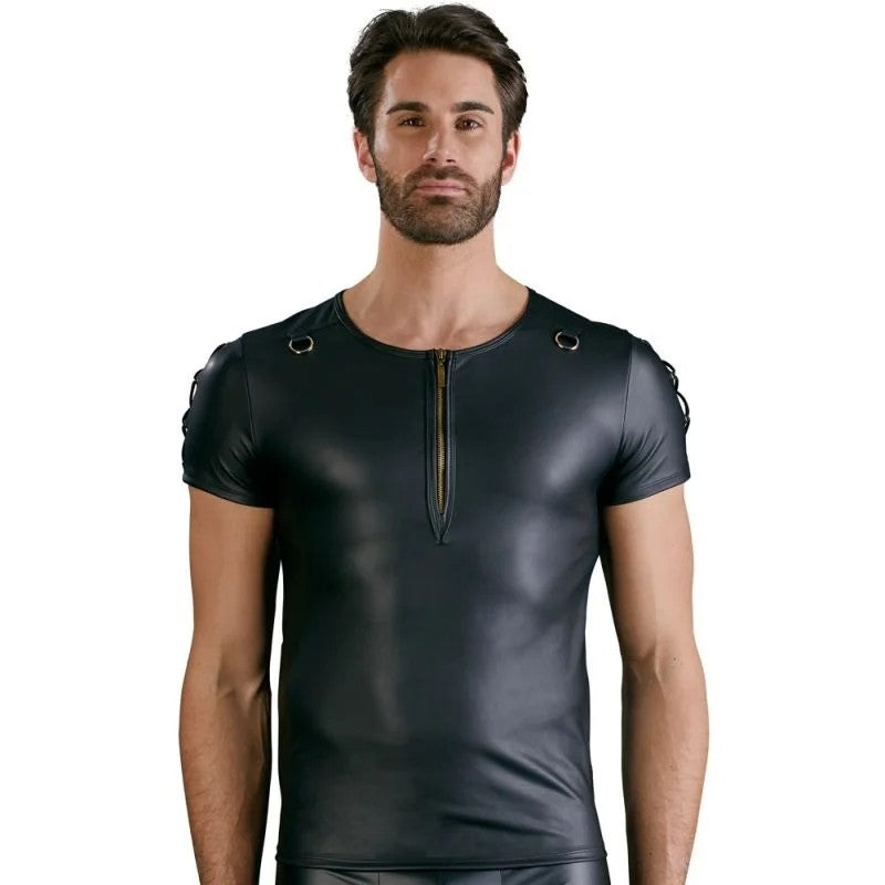 ShirtimschwarzenMattlookmitkurzemReißverschluss