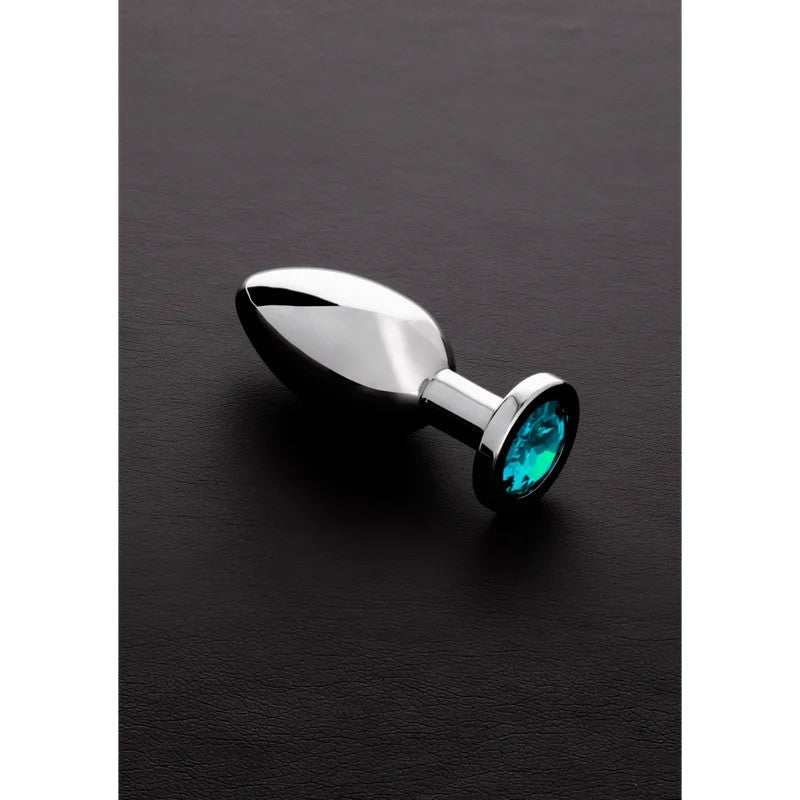 ShotsSteel–ButtPlugmitKristall–aquamarin–mittel