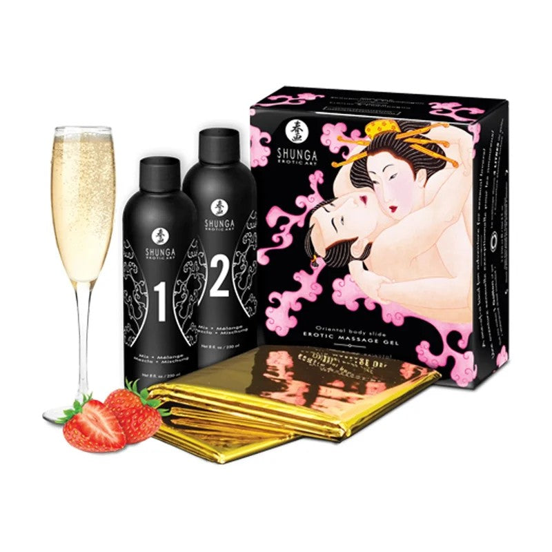 Shunga–BodytoBodyMassageStrawberrySparklingWine2x225ml
