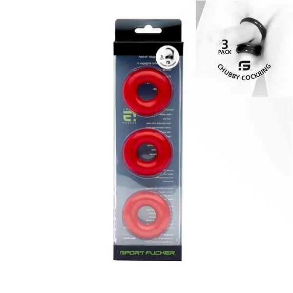 SportFuckerChubbyRubberCockring3PackRot