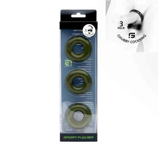 SportFuckerChubbyRubberCockring3PackArmyGreen