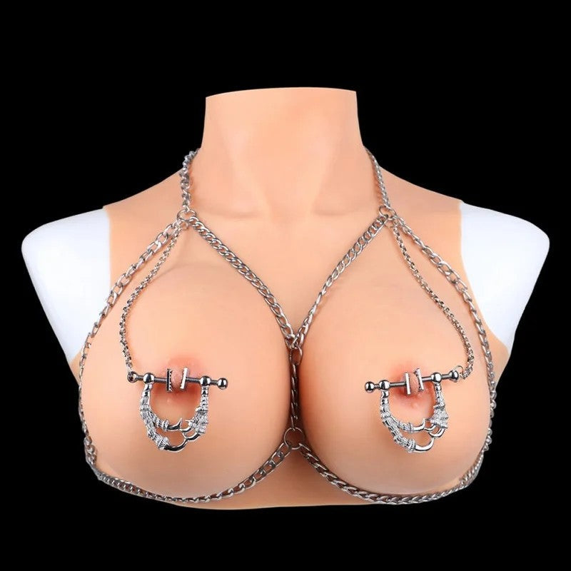 Strap-On-NippelklammernausMetall–BreedingKinkBettieBondagePornBDSMSexspielzeugfürFrauen