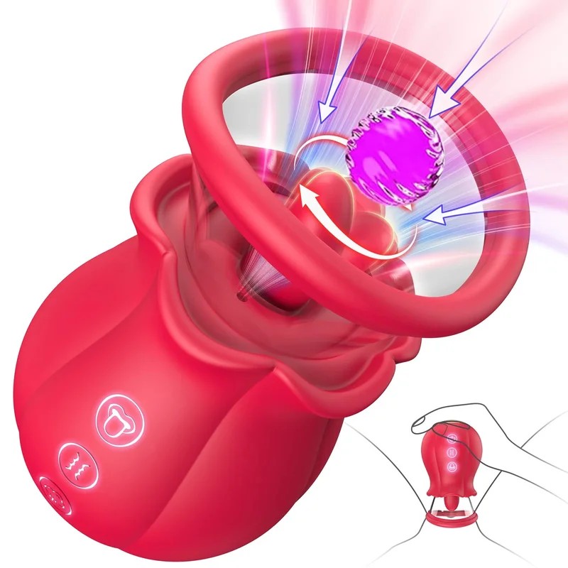 SuperLove3in1RoseVibratorSucking&Licking&VibratingRed